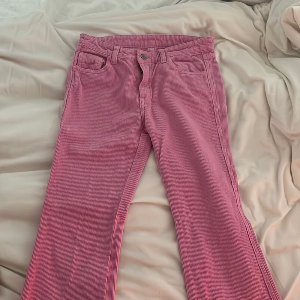 Brandy Melville pink corduroy flare pants